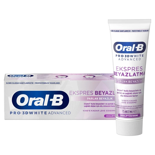 Oral B Pro-3DW Advanced Express Whitening Glossy White Diş Macunu 75 Ml