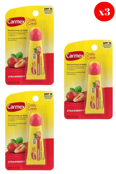 Carmex Lip Balm Tüp Spf Çilek 10Gr X3 ADET