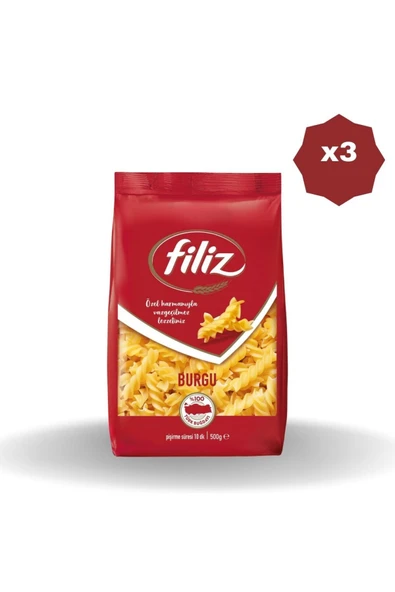 FİLİZ BURGU MAKARNA 500 GR X 3 Adet ürün görseli