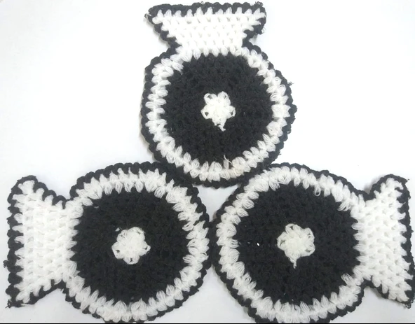 El işi örme Siyah Beyaz iki renkli üçlü takım Banyo Lifi - 4