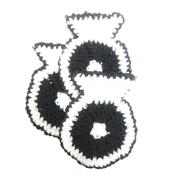 El işi örme Siyah Beyaz iki renkli üçlü takım Banyo Lifi