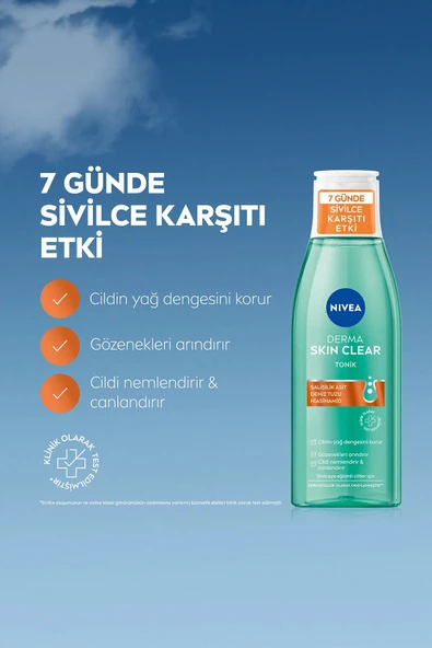 NIVEA Skin Clear Yüz Temizleme Jeli 150 ml + Derma Skin Clear Sivilce Karşıtı Tonik 200 ml - Resim 3