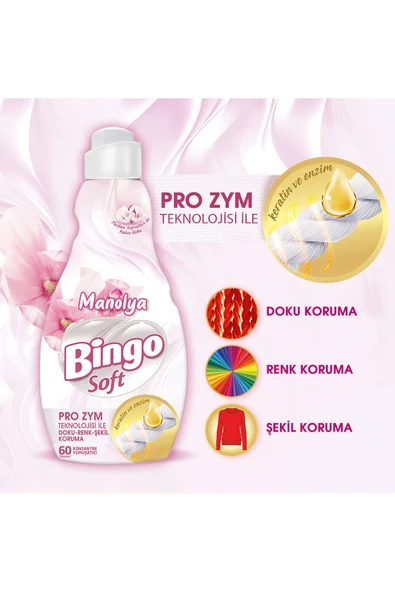 Bingo Soft Konsantre Çamaşır Yumuşatıcısı Manolya 1440 ml X 6 Adet - 8