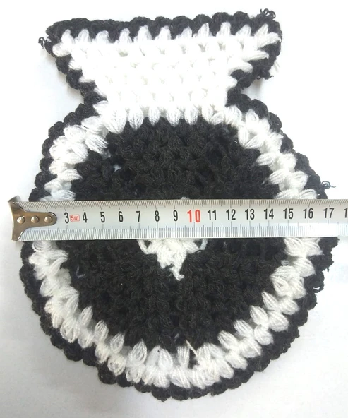 El işi örme Siyah Beyaz iki renkli üçlü takım Banyo Lifi - 2