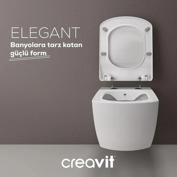 Creavit Elegant Rim-off Asma Klozet + Yavaş Kapanır Kapak + VitrA Gömme Rezervuar Set - 10