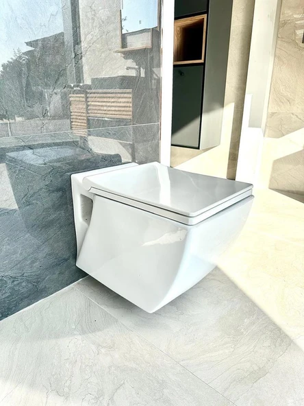 Creavit Trend Kare Asma Klozet + Nkp Duroplast Yavaş Kapanır Kapak - Resim 2