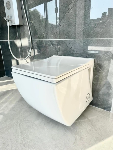 Creavit Trend Kare Asma Klozet + Nkp Duroplast Yavaş Kapanır Kapak - Resim 7