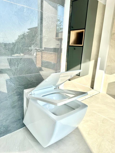 Creavit Trend Kare Asma Klozet + Nkp Duroplast Yavaş Kapanır Kapak - Resim 3