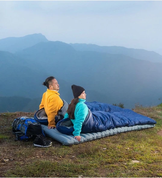 Camper Pro SQ Birleştirilebilir 2 Kişilik Uyku Tulumu Mavi - 4