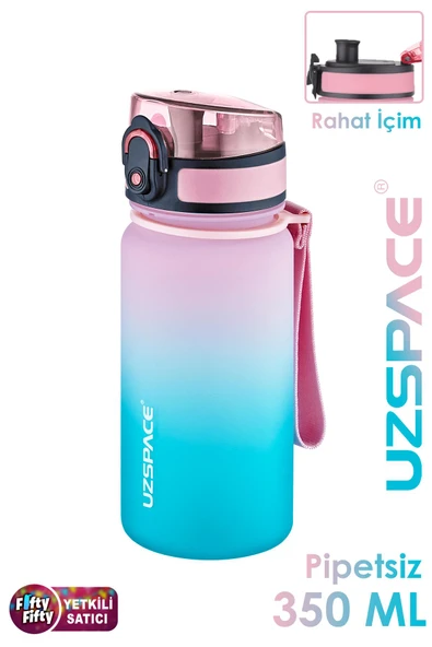 Uzspace 350 ML Pipetsiz Çift Renk Softtouch Tritan Çocuk Su Matarası -FFCOL350MLUZS - Resim 8