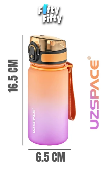 Uzspace 350 ML Pipetsiz Çift Renk Softtouch Tritan Çocuk Su Matarası -FFCOL350MLUZS - Resim 3