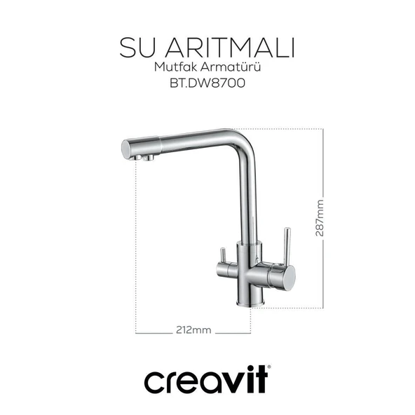 Creavit Su Arıtma Çıkışlı Mutfak Armatürü, Eviye Bataryası - 3