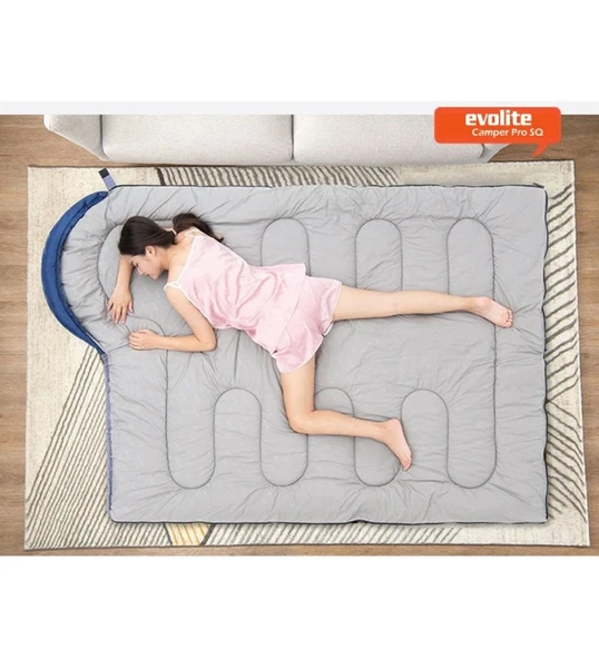 Camper Pro SQ Birleştirilebilir 2 Kişilik Uyku Tulumu Mavi - 3