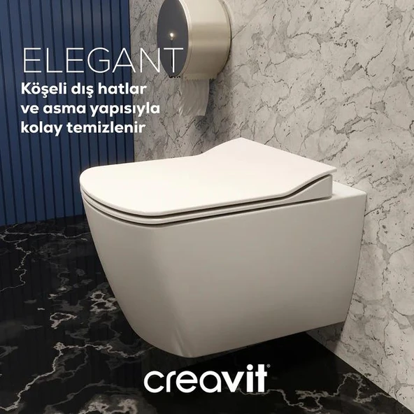 Creavit Elegant Rim-off Asma Klozet + Yavaş Kapanır Kapak - 7