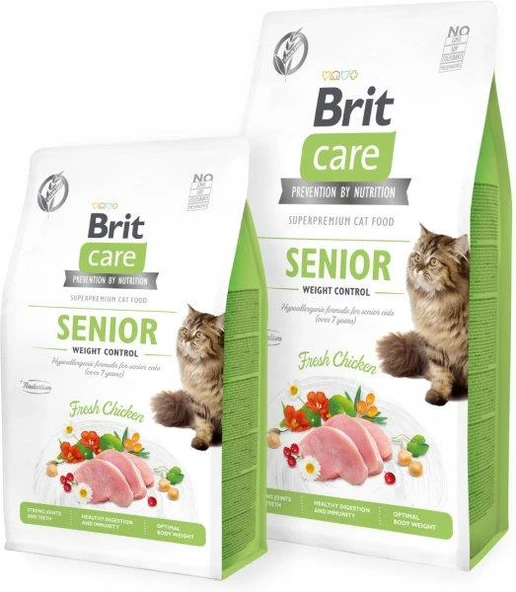 Brit Care Tahılsız Senior Weight Control Tavuklu Yaşlı Kedi Maması 2 kg