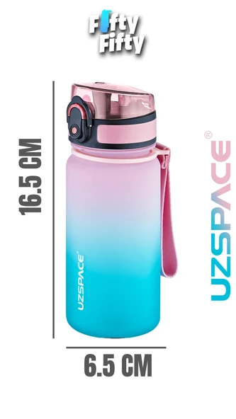 Uzspace 350 ML Pipetsiz Çift Renk Softtouch Tritan Çocuk Su Matarası -FFCOL350MLUZS - Resim 9