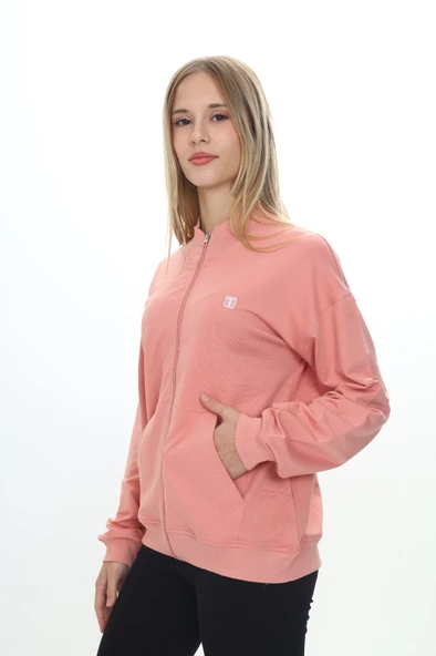 Toontoy Kız Çocuk Dik Yaka Fermuarlı Cepli Nakış Baskılı Örme Hırka - 2 İplik - 3