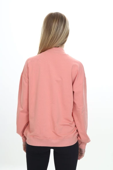 Toontoy Kız Çocuk Dik Yaka Fermuarlı Cepli Nakış Baskılı Örme Hırka - 2 İplik - 4