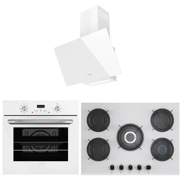 Lanova Crystal 3207W01 - G17402-106 - 3220W6 5'li Beyaz Cam Ankastre Set