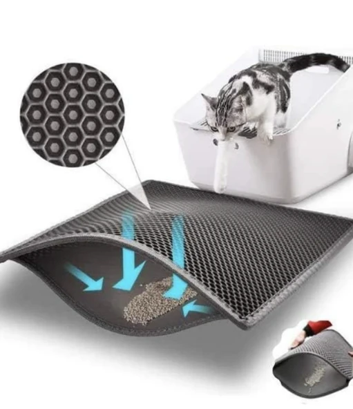 Büyük Boy Siyah Elekli Kedi Tuvaleti - Kolay Kum Boşaltımı, Sağlıklı Plastik, 60x42 cm - 3