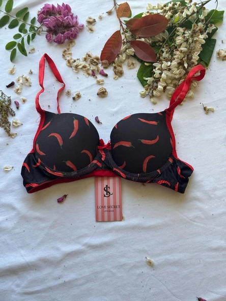 LOVE SECRET Dolgulu Biber Desenli Sütyen ve Tanga Kadın İç Çamaşır Takımı - 2