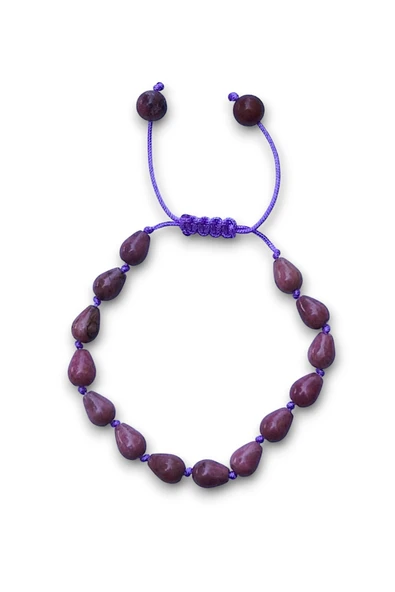 Damla Kesim Rodonit Bileklik Makrome Ayarlı 414-5