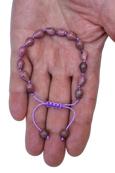 Damla Kesim Rodonit Bileklik Makrome Ayarlı 414-5 - 4