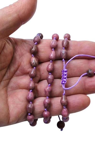 Damla Kesim Rodonit Bileklik Makrome Ayarlı 414-5 - 3