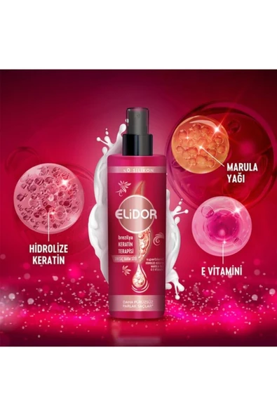 Elidor Sıvı Saç Bakım Sütü Brezilya Keratin Terapisi Hidrolize Keratin Marula Yağı E Vitamini 200 ml