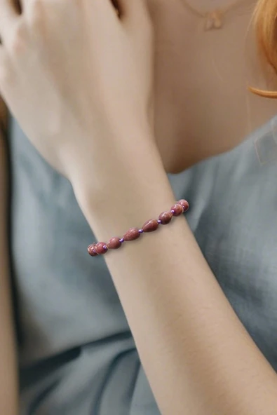 Damla Kesim Rodonit Bileklik Makrome Ayarlı 414-5 - 2