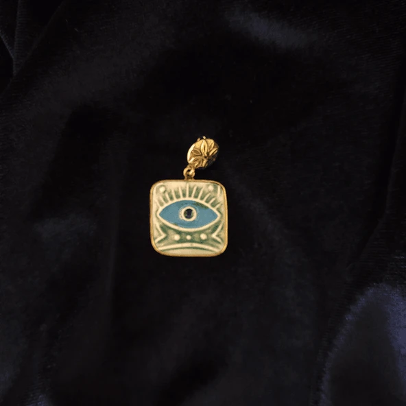 İlham Perisi Pirinç Çini Taşlı Çelik Zincir Kolye - Resim 2