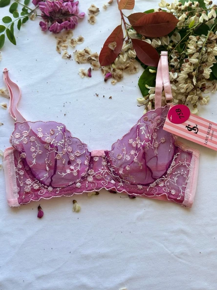 LOVE SECRET Dantelli, Desenli Sütyen ve Tanga Şık ve Rahat Kadın İç Giyim - 2