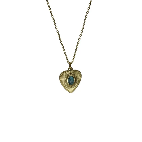 Kalp Esintisi Doğal Taşlı Kolye - Resim 4
