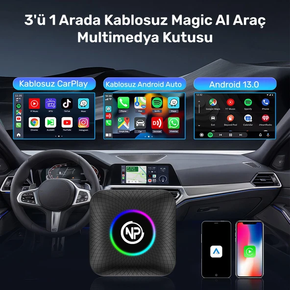 NPO NPCP01 SIM Kartlı Android13 8GB/128GB TvBox, Youtube, Netflix, Carlinkit, PlayStore Kablosuz CarPlay - 2