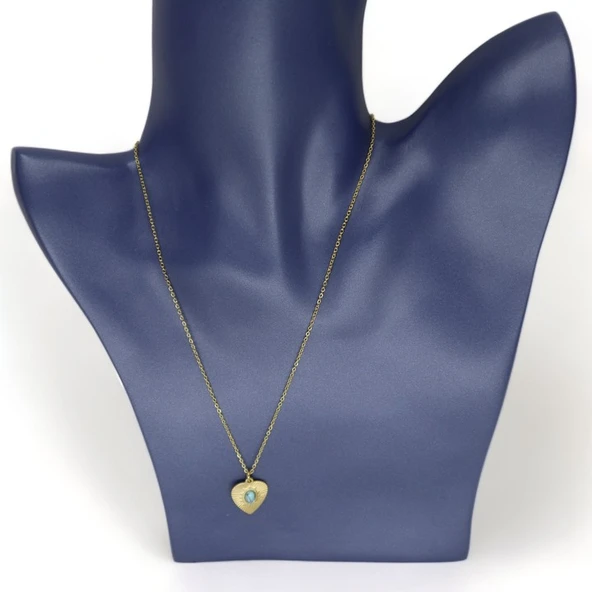 Kalp Esintisi Doğal Taşlı Kolye - Resim 2