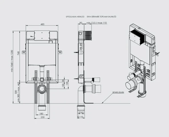 Serel T020111 Smooth Asma Klozet Uyumlu Gömme Rezervuar - 3