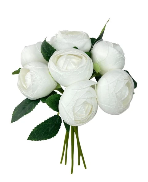 Nettenevime Yapay Çiçek 10lu Süt Beyaz Şakayık Demeti Erengül Gelin Buketi Çiçeği