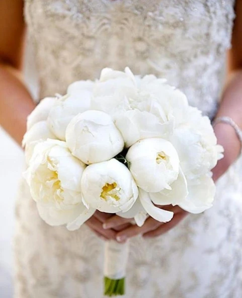 Nettenevime Yapay Çiçek 10lu Süt Beyaz Şakayık Demeti Erengül Gelin Buketi Çiçeği - 7