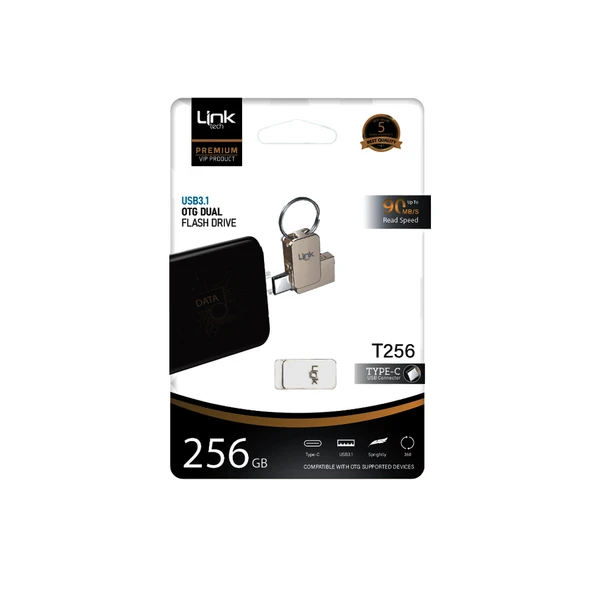 Linktech T256 Premium 256GB Dual Type-C - USB 3.1 OTG USB Bellek 90MB/s - 2