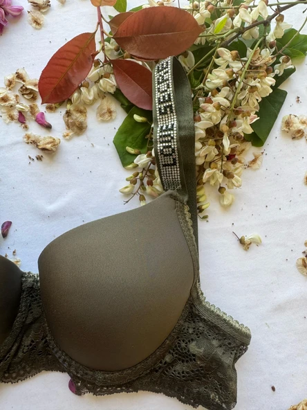 LOVE SECRET Dolgulu, Dantelli ve Taşlı şık ve rahat kadın iç çamaşır takımı - 3