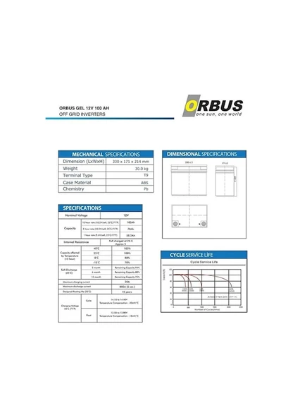 Orbus 12v 100ah Jel Solar Jel - 2