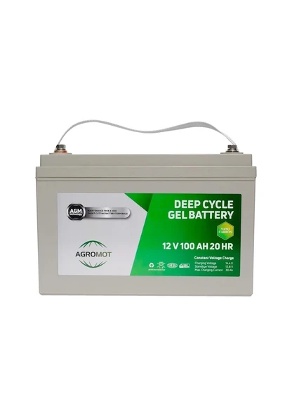 Agromot 12v 100 Ah Jel Akü Deep Cycle Nano Carbon Agm Battery - Resim 2