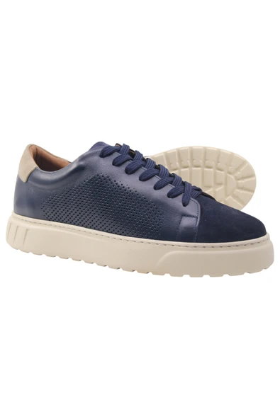 LACİVERT ERKEK HAKİKİ DERİ - SÜET LOAFER AYAKKABI - 2