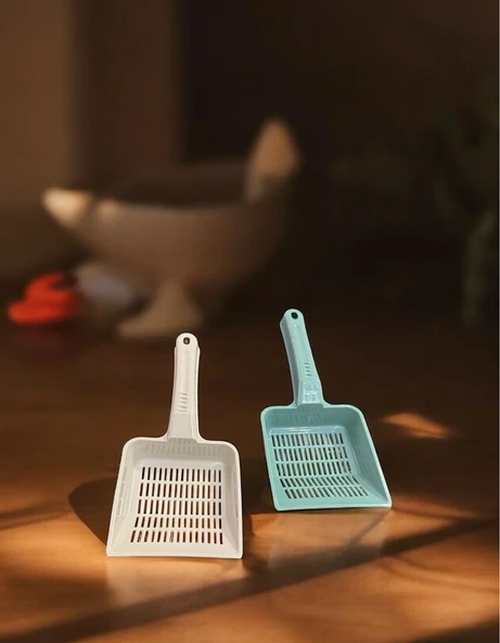 pet dar aralıklı kum küreği - kedi kumu temizleme küreği 2 li