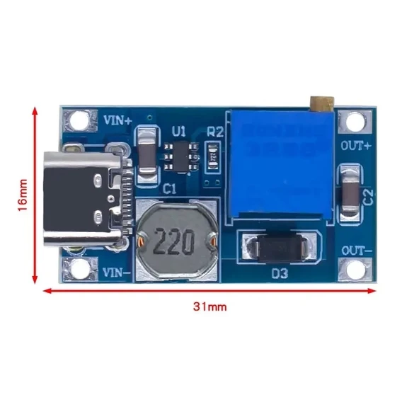 MT3608 Type C Usb 28V 2A DC Boost Modül Ayarlanabilir Voltaj Yükseltici Güç Kaynağı Step Up Dc - Resim 7
