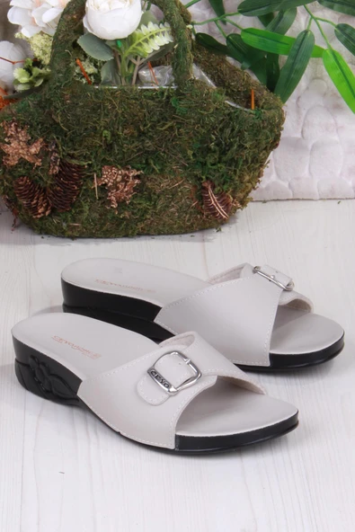 Ceyo Flora-6 Bej Tokalı Rahat Ortapedik Kadın Terlik - 3