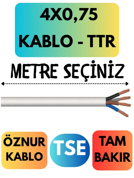 Öznur 4X0,75 TTR Kablo Metre Seçenekli (Beyaz)