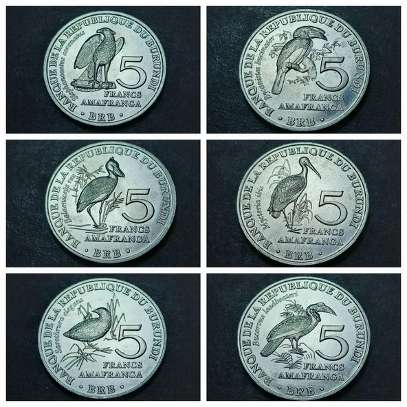Escoines Koleksiyon 399636802a806b813d 2014 Burundi Kuşlar Serisi 5 Frank Tam set - Alüminyum ÇİL