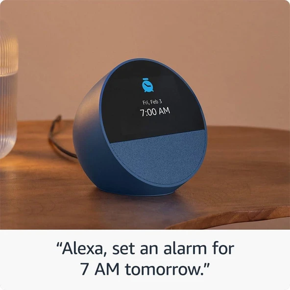 Amazon Echo Spot Alarmlı Saat Akıllı Asistan Hoporlör Beyaz - 2