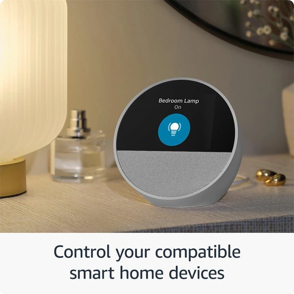 Amazon Echo Spot Alarmlı Saat Akıllı Asistan Hoporlör Beyaz - 5